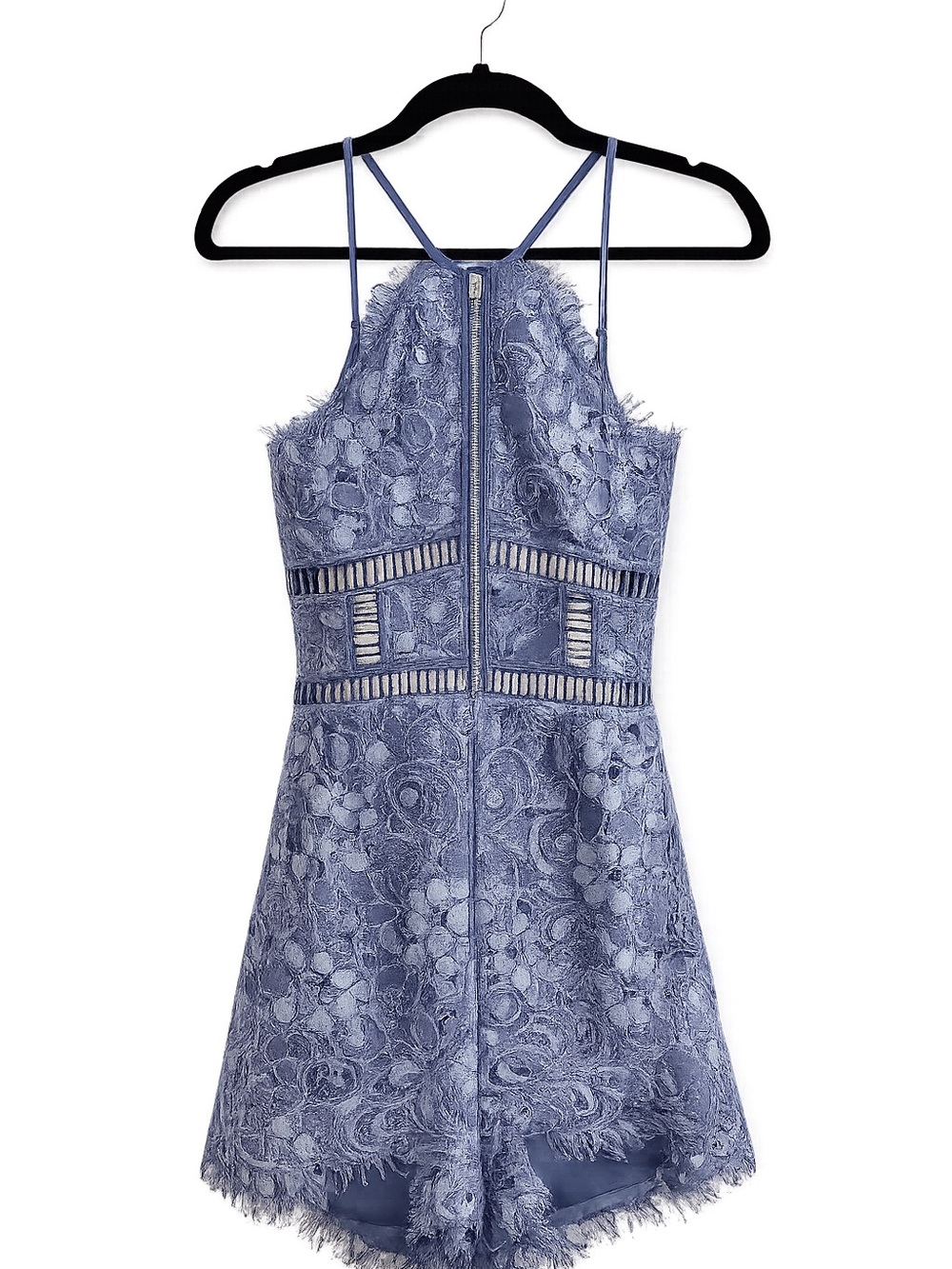 NBD Periwinkle Lace Romper with Strappy Back